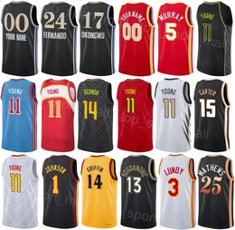 Drucken Männer Frauen City Basketball Trae Young Jersey 11 Onyeka Okongwu 17 Dejounte Murray 5 Bogdan Bogdanovic 13 Jalen Johnson 1 Garrison Mathews 25 Earned Sport High