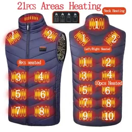 Gilet da uomo 17 pezzi Aree Gilet riscaldato USB Uomo Inverno Gilet termico riscaldato elettricamente per caccia Escursionismo Giacca da caccia calda 231115