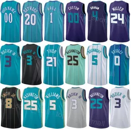 Imprimer Hommes Femmes City Basketball LaMelo Ball Jersey 1 Terry Rozier 3 Gordon Hayward 20 Mark Williams 5 Brandon Miller 24 Chemise gagnée Vert Bleu Noir Blanc Violet