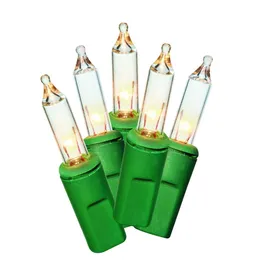 Mini luzes de Natal incandescentes transparentes de 100 contagens, com fio verde, 21,