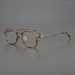 Sonnenbrillenrahmen, hochwertige, handgefertigte japanische Designer-Schildkrötenbrille, reines Tiantium, Bluebell-geschnitzter Stil, Retro-Licht, runder Vollrahmen