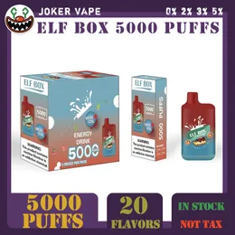 Elf Box 5000 Puffs Original engångscigaretter 0,8Hm Mesh -spole 12 ml POD Batterisladdningsbara elektroniska cigs Puff 5K 0% 2% 3% 5% Disponibel VAPE i lager