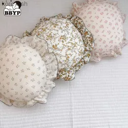 枕韓国の花の綿の丸いベビー枕フリルモスリンキッズクッションベイビー新生児寝具枕クッションルーム231116