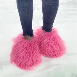 Talltor på fabriksfabriksdesigner Real Tan Sheep Fur Women Slides för säsong med anpassad färg 231115