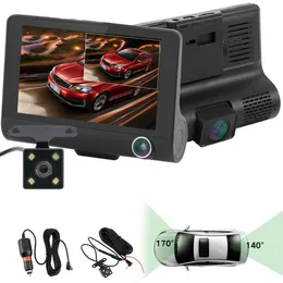 Registratore di guida per auto DVR HD 1080P 3 lenti 170 gradi Vista posteriore Telecamera di sorveglianza di parcheggio Rilevamento automatico del movimento video ZZ