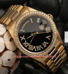 20 estilo presente de Natal relógios de pulso Presidential DayDate 36mm Diamond Watch 18kt ouro amarelo numeral romano5821699