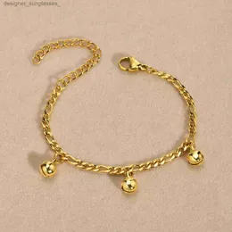 Anklets Gold Plated Baby Anklets rostfritt stål Dainty Bell Charm justerbar Figaro Chain Link Ankle Gift till Gilrs Boy Children Giftl231115