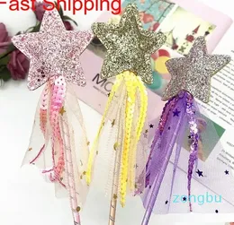 Cute Girls Costumes Performance Props Gradient Color Butterfly Princess Angel Wings Fairy Stick Kids Dress Up Playing