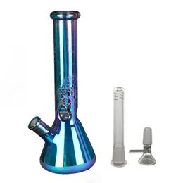 New Electroplated Glass Water Smoke Bottle with Rainbow Color Discoloration Beaker Smoke Gun
