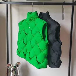 BottegassVenetas Down Jackets Tecido Top Quality Verde tecido gola sem mangas colete para outono feminino e novo colete curto quente