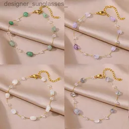 Tornozeleiras tornozeleiras para mulheres de aço inoxidável pedra frisada corrente tornozeleira verão praia acessórios boho perna pulseiras jóias tobilleras mujerl231116