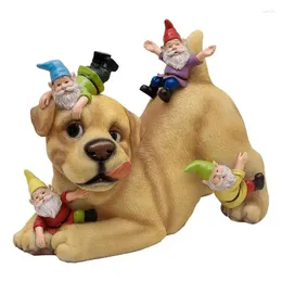 Bahçe Dekorasyonları Gnomes Köpek Heykeli Çim Masa Masası Ev Minyatür Cüce Reçine Su Geçirmez Tüzük Açık Dekorasyon