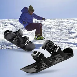 Sledding Mini Short Ski Skates Short Mini Skating Ski Shoes Adjuatable Short Shoe Snowblades Portable Fit Into Your Backpack 231116