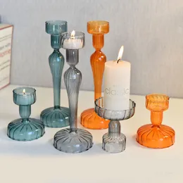 Hochzeitsglas-Kerzenständer, Heimdekoration, Kerzenhalter, dekorativer Säulenhalter, Tischdekoration