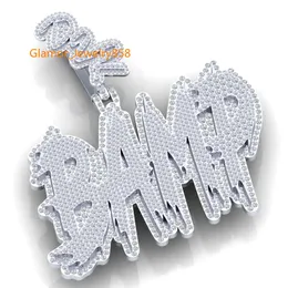 Rapper Hip Hop Jewelry 925 Sterling Silver Cursive Lettera Bling Diamond Vvs Moissanite Lettera Ciondolo con nome a prezzo economico