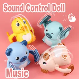 Electric/RC Animals Baby Voice Control Rolling Toys for Children Music Dolls Kid's Toys Sound Controled Rolling Toys for Kids Interactive Toys Gift 230414