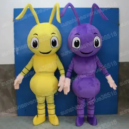 Natal amarelo / roxo formiga mascote traje personagem tema dos desenhos animados carnaval unisex adultos tamanho halloween festa de aniversário fantasia roupa ao ar livre para homens mulheres