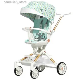 Strollers# High View Four Wheels Stroller Sit and Lie Down Lightweight Baby Stroller Bidirectional Folding Baby Stroller 0 To 3 Years Q231116