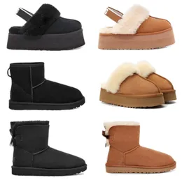 Designer fofo botas de neve mini mulheres inverno austrália plataforma ug bota pele chinelo tornozelo sapatos de lã pele de carneiro couro real marca clássica casual fora diariamente