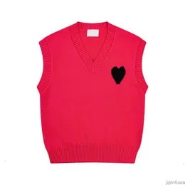 Amiis Sweater Paris Fashion Knit Jumper V Kamizelka na szyję rękawe Such 2023 Autumn Winter Am I Heart Coeur Love Jacquard AmisWeater 7YHP