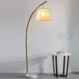 Golvlampor vintage fiskeimitation bambu lampa kreativ restaurang stående marmor bas hörn belysning e27 rumsljus
