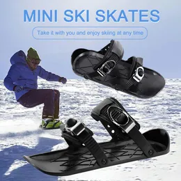 Sanki mini krótkie łyżwy narciarskie buty snowboardowe Skiboard przylegający do krótkiej deskorolki śnieżnej przenośne na zimowe sporty na świeżym powietrzu 231116