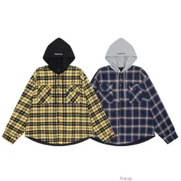 Sweatshirts Mens Womens Designer Hoodies Fashion Streetwear Grailz Project G/r Plaid Double Sided Hooded Shirt Ins Autumn New Loose Fitting Men's Women's Outerwear