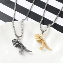 Chains Tyrannosaurus Rex Necklaces Gold Silver Color Lovely Dinosaur Necklace For Women Men Wear Unisex Metal Gift Friends