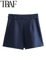 Kvinnors shorts tienda 2023 Kvinna mode matchande midjebandskorts avslappnade smala dragkedja front ropa sommar