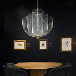 Hängslampor Italien design metallnät lamparas ledtroliga ljuskronor modern modehem deco tyg butik levande matsalsbelysning