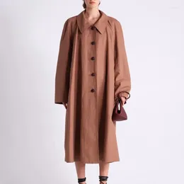 Women's Trench Coats VII 2023 Brand LE Winter Clothing Loose Simple Long Single-breasted Coat Jacket With Belt Offer