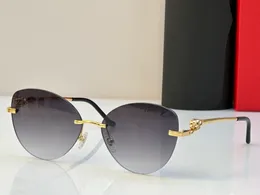Sonnenbrillen für Männer und Frauen Designer 0269 Leopardenmuster Linse Metall Anti-Ultraviolett Retro Brillen Mode Cateye Oval Rahmenlose Stile Brille Zufällige Box