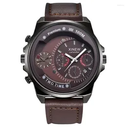 ساعة Wristwatches XI ساعات العلامة التجارية للرجال للطلاب أزياء فرقة جلدية بسيطة تاريخ Quartz Clock Erkek Barato Saat Relogio Maschulino