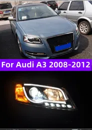 Автомобильные фары для AUDI A3 2008-2012, модернизация фар, светодиодные линзы проектора, DRL, сигнальные дневные огни, передние фары