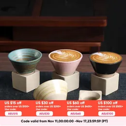 Muggar 1st 90 ml kreativt retro keramiskt kaffemugg grov keramik te cup japansk latte pull blommor porslin 231116