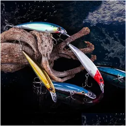 Yem yemleri yemler 1pcs lures minnow balıkçılık cazibesi sert yapay yem biyonik 3d gözler 110mm wobblers krankbait batan damla teslimat dhxq4