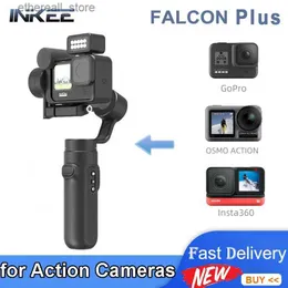 Stabilisatorer Inkee Falcon Plus Gimbal Stabilizer 3-Axis Anti-Shake Handheld Gimbal for Action Cameras Hero/GoPro/Osmo Action/Insta360 Q231116