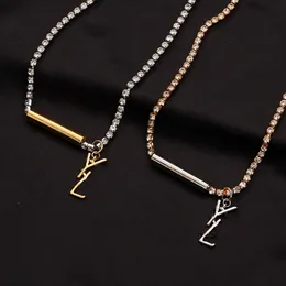 Европейские и американские простые модные ожерелья, бриллиантовые цепочки, ожерелье с буквами, цепочки на ключицы, женские украшения