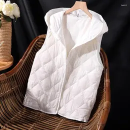 Kamizelki damskie Ultra Light Down Cotton Vest Kurtka z kapturem bez rękawów Wyściełane zewnętrzne zużycie jesień zima luźna luźna kamizelka