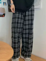 Pantaloni da donna Capris JMPRS Pantaloni scozzesi da donna neri Casual Oversize Pantaloni larghi a gamba larga Retro Teens Harajuku Hip-hop All-match Streetwear S - 3XL 231115