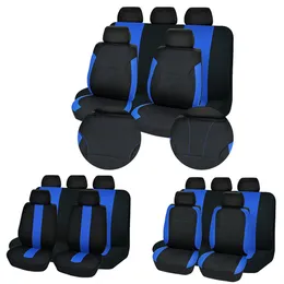 Upgrade Sporty Blue 4/9 Stück Universal Polyester Autositzbezüge Komplettset Airbag-kompatibles Zubehör Innenraum Autoteil