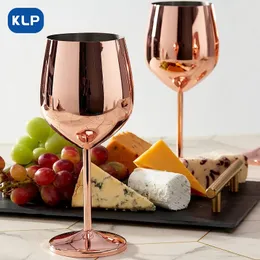 ワイングラスKLPステンレススチールグラス18オンスは、飲酒ゴブレット231116を飲むための壊れないエレガントなモダンなタンブラー