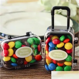 Gift Wrap Gift Wrap 12Pcs Mini Rolling Travel Suitcase Box Wedding Favors Party Candy Kids Baby Shower 230609 Drop Delivery Home Garde Dhquk