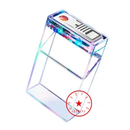 Latest Multifunctional Transparent ABS Smoking Preroll Cigarette Storage Box Portable Colorful LED Lamp USB Lighter Dry Herb Tobacco Housing Holder Stash Case DHL