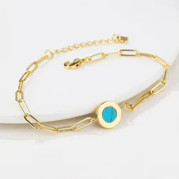 Charm Bracelets Künstlicher Türkis für Frauen Einfacher Schmuck 14 Karat vergoldetes Armband Femme Friend Geschenke