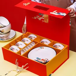 Servis uppsättningar kinesiska stil keramiska bordsartarva ris skål porslin är det första valet för gåvor high-end