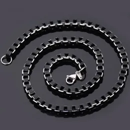 Chokers Schwarz Anhänger Halskette Box Kette Modeschmuck Aluminiumlegierung Einfach 46 cm55 cm66 cm SportCausal Geschenk Für Männer Armbänder N215 231115