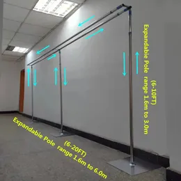 Decoração do cenário de festa escalável 3 x 6m (10 por 20 pés) Doubled Hanger Stand Stand Ajuste Ajuste Aço inoxidável quadro