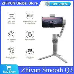 Stabilisatoren Zhiyun Smooth Q3 3-assige smartphone Gimbal-stabilisator voor mobiele telefoon Android Samsung iPhone 14 Pro Max 13 12 11 Q231116