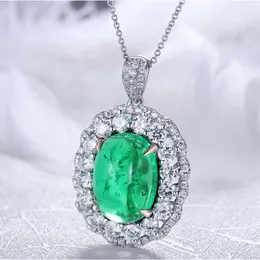 Anster 7.056ct Big Green Stone Emerald Pendant 9K Gold Plated Necklace For Men Women